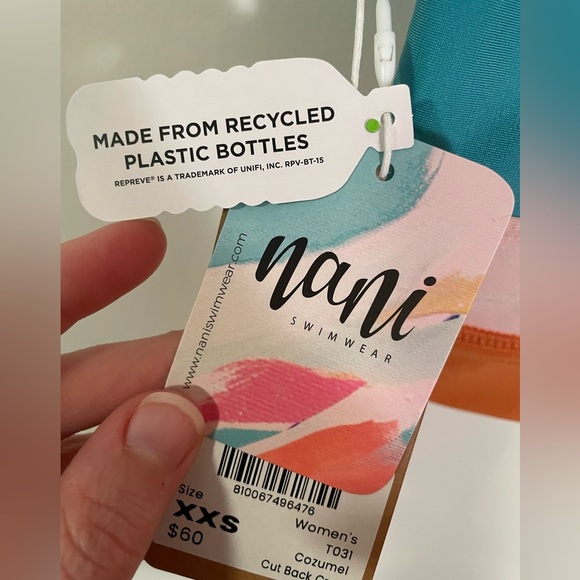 Nani Swim Cozumel Cut Back Crop Swim Top, Size XXS Beach Surf Summer - Picture 2 of 7